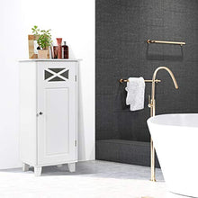 COSTWAY Armadietto da Bagno con Singola Porta a 3 Ripiani, Mobiletto Portaoggetti da Terra, 81 x 38 x 30 cm, Bianco