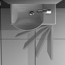 Alpenberger Lavabo in ceramica sanitaria I mobiletto preassemblato bianco laccato lucido I LED illuminazione specchio I bagno ospiti WC arredamento sinistra