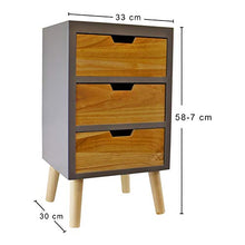 EliteKoopers - Cassettiera con 3 cassetti, finitura grigia, con cassetti naturali e gambe rimovibili, 1 pezzo