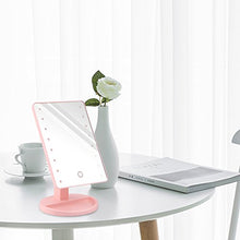 AOZBZ 16 LEDs Specchio da Trucco Schermo di Tocco con Luce, Illuminated Specchio da Barba Specchio Cosmetico per Tavolo Regolabile Luminosità con USB o Alimentazione a Batteria