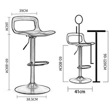 Bdb - Sgabello da bar in metallo con schienale cavo, set di 2 sgabelli da bar con altezza regolabile in altezza, sgabello da bar in plastica (colore: bianco-A, dimensioni: 41 cm)