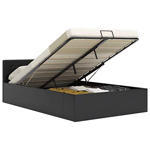 SKM Giroletto con Contenitore Idraulico Nero Similpelle 140x200cm