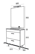 Yellowshop - Mobile Mobiletto da Bagno in Legno Cm 60 Completo di Lavabo in Porcellana E Specchiera Arredo Moderno Modello Almagro 600 (Bianco)