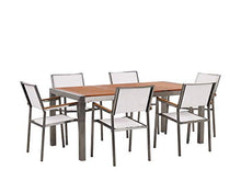 Beliani Set Giardino Tavolo Piano Legno di Eucalipto 6 Sedie Bianche 180 x 90 cm GROSSETO
