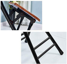 qiuqiu Sedia Vintage Pieghevole con Scale Telescopiche, Sgabello da Bar Pieghevole, Sgabelli in Legno, Sgabello con Schienale, Stabile Come Sedia da Pranzo per Ufficio per Cucina Interna Bagno-Khaki