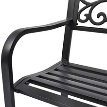 Cikonielf Panchina da Giardino Esterno per 2 Persone,Telaio in Acciaio + Schienale in ghisa, 127 x 60 x 85 cm