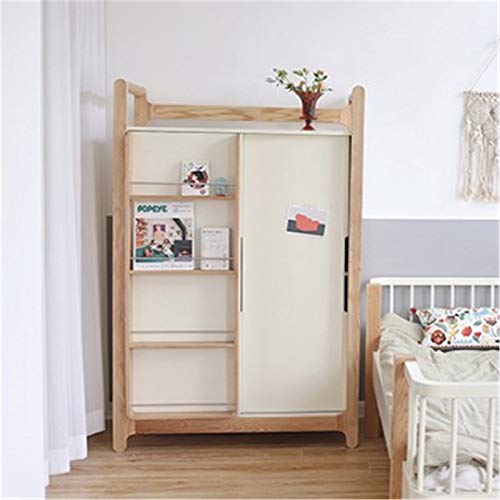 Armadio per bambini Nordic Colour Combinata moderna armadio di stoccaggio minimalista moderno Piccolo guardaroba porta scorrevole Armadi camera da letto ( Colore : Natural , Size : 162x46x100cm )