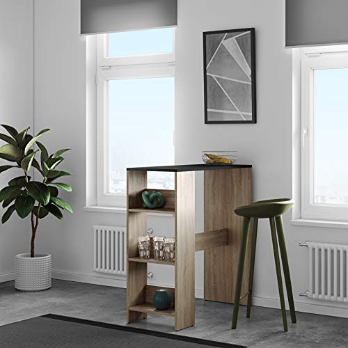 Temahome Tavolo da Bar Gavarnie, Particle Board, Beige/Nero (Oak & Black), 94 x 40 x 101 cm