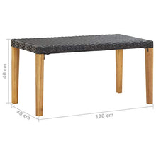 Kshzmoto Panca da Giardino 120 cm Polyrattan Nero e Legno massello di Acacia Panca Parco Panca Fianchi mobili da Giardino Panca Panca Parco panchina Giardino Balcone