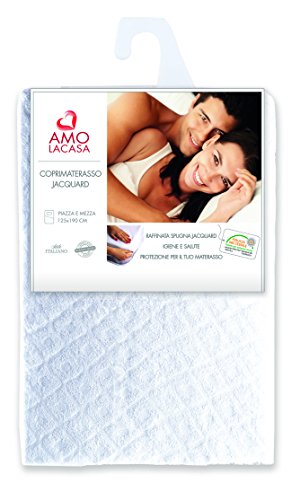 Amo la Casa Basic Coprimaterasso, Misto Cotone, Bianco, Matrimoniale, 180x195 cm