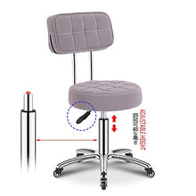 Sedia da Lavoro -Sgabello Regolabile con Schienale da 43-58cm-sedie Girevole Bianca con Ruote,idraulica,Attrezzatura da Salone Spa,sedie da Camera Sgabello da Bar Girevole Economico