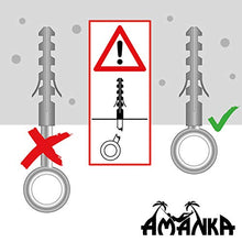 AMANKA Kit per Appendere sedie sospese Poltrona sospesa Amaca a Sospensione Dondolo Appeso | in Robusto Metallo | incl. Moschettone Golfare Corda | Peso Max supportato ca 160 kg