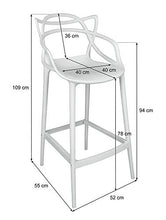 SAMIRA Sgabello da Bar in Polipropilene Bianco MOD. Noah (2 pz)