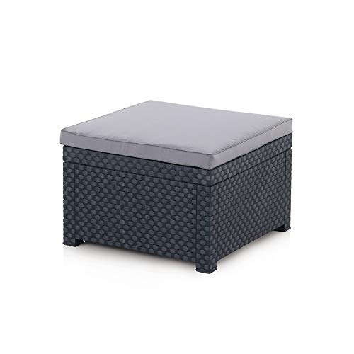 Shaf Pouf Diva – Sedile intrecciato con cuscino, 57 x 57 x 39 cm, colore: Antracite