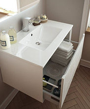 Mobile bagno sospeso moderno Venus pino sbiancato effetto legno, misura cm 100, con specchio a led,lavabo e 2 colonne