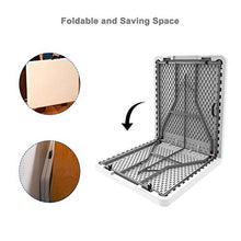 Tavolo Trasportabile, Tavolo Portatile Pieghevole, 152 x 76 cm, Bianco, Pieghevole a metà, Materiale: HDPE, Carico massimo: 100 kg