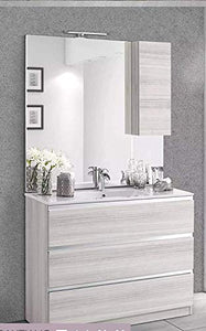 Mobile da bagno con lavabo - Componibile bagno 3 cassetti con maniglia a gola, lavabo e specchio con luce a Led cm. 100 x 46 x 189h. Mobili di altissima qualit�. (STMB)