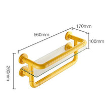 AOIWE Bagno Maniglie Grab Bar temperato mensola di Vetro Quadrato Bagno Mensola con la Barra di tovagliolo, Servizi igienici a Muro su rotaie Guardrail in Acciaio Inox