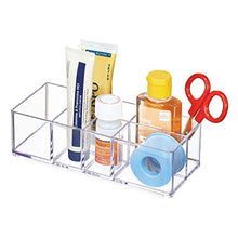 iDesign Armadietto medicinali per bagno, Contenitore medicine piccolo a 7 scomparti, Organizer medicinali in plastica facile da lavare, trasparente