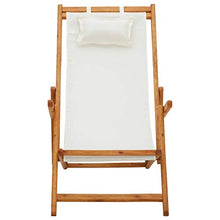 Wakects Sedia a Sdraio in Legno Pieghevole, Sedia Sdraio Reclinabile per Esterni, Poltrona Relax per Giardino Piscina e Spiaggia, Crema