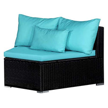 SKM Set Divani da Giardino 9 pz con Cuscini in Polyrattan Blu