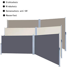 BOMT Doppia Riavvolgibile 180 x 600 cm Grigio Tenda Paravento Laterale, Antivento, Protezione Privacy, Protezione Solare, per Balcone,Terrazzo,Giardino,Tendalino per Patio