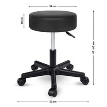 TRESKO Sgabello da Lavoro Sgabello Girevole Sgabello Sgabello per Salone estetico Sgabello per ambulatorio Medico, con rotelle, Rotazione Libera di 360°, 10 cm di Imbottitura, 8 Colori Diversi (Nero)