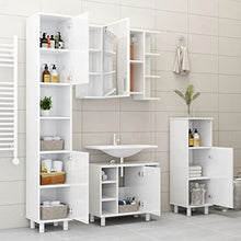 vidaXL Armadio da Bagno Bianco Lucido 30x30x179 cm in Truciolato