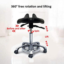 SXRDZ Sgabello regolabile in altezza su rotelle, Trattamento di bellezza, Sgabello con PU Nero Sedile cuoio sintetico, altezza regolabile 47-63 cm, peso 160 Kg supportati, sadle Sgabello for saloni di