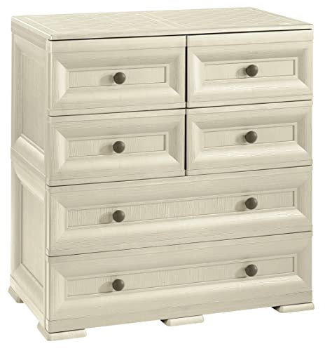 Tontarelli S.p.A. CASSETTIERA 4 CASS. Piccoli, 2 Grandi Mobile Contenitore, Angora, 79x47x85.5 cm