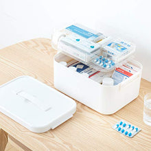 MYHZH Scatola di plastica di immagazzinaggio, Caso di Pronto Soccorso con Maniglia e rimozione Divisori 2-Tier Multifunzionale Famiglia Emergenza Kit Organizer Container