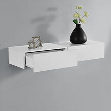 2 x Mensola da Parete con cassetto - Bianco Opaco - 46x30x15cm