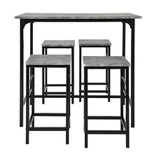 SoBuy Set 5 Pezzi Tavolo con 4 sgabelli Mobile Bar per casa Stile Industriale Grigio, L100*P60*A87cm, OGT11-HG