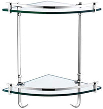 GDFEH Scaffali d'angolo del bagno Pieno pieno di rame doppio ripiani di vetro doccia angolo di vetro Scaffale di vetro temperato Scaffale da bagno 16.2 × 13,7 × 9.6 pollici