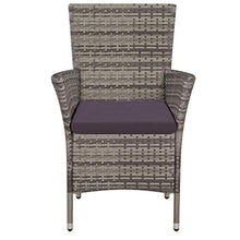 Festnigh Set 2 pz Sedie da Giardino Esterno in Polirattan Grigio con Schienale e Braccioli,Set 2 Poltrone da Giardino Esterno in Polirattan Grigio con Schienale e Braccioli 58x61x88 cm