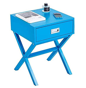 N/Z Attrezzatura Domestica Comodino Mobili a Forma di X per Comodino Domestico con cassettiera Soggiorno e Camera da Letto (Colore: Blu Scuro)