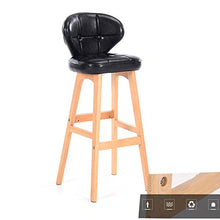 XEWNEGTZI Sgabello da Bar Sedie da Bar Moderne E Semplici, per Bancone Cucina Sedia caffè per Colazione, con Sedile E Poggiapiedi PU, Sgabello Alto in Legno Massello Casa (6 Colori)(Color:Nero)