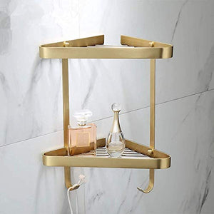 GYCS Mensola ad Angolo per Bagno Mensola ad Angolo Mensola per Doccia in Ottone per Bagno Oro Spazzolato Mensola per Doccia da Bagno Mensola per Vasca da Bagno per Doccia Supporto per mensola da