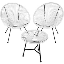 TecTake 800730 Set di 2 Sedie Acapulco con Tavolo, Poltrone da Relax, Robusto Telaio in Acciaio, Stile retrò, Outdoor Giardino Terrace -Disponibile in Diversi Colori (Bianco | No. 403308)