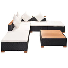 vidaXL Set Divani da Giardino 6 pz con Cuscini in Polyrattan Nero Sofa Esterni