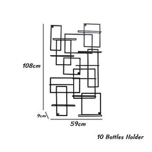 FFYN Portabottiglie da Vino a Parete da 108 cm, Organizer per portabottiglie da Vino in Ferro Metallico, può Contenere 10 Bottiglie, Nero