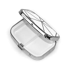 Zara - Portapillole quadrato per medicine e pillole Zara Mono geometrico bianco nero alla moda, organizer da viaggio per pillole e integratori di vitamine