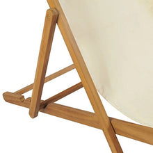 Festnight- Sedia a Sdraio in Legno di Teak/Lettino Prendisole 56x105x96 cm Crema