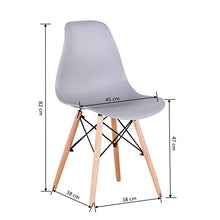 Sedie da scrivania/soggiorno/sedie da pranzo con gambe in faggio naturale e schienale in PP, chic confortevole con bel design, un set di 4 (grigio)