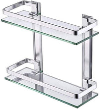 GDFEH Scaffale in Vetro Bagno Scaffale Doccia con Cabina di Alluminio Doccia Rettangolare Bagno Bagno Caddy Carrello Scatolamento Scaffale per Doccia