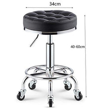 CSQ Sgabello Da Bar Rotondo, Sgabello Da Bar Regolabile Con Ruote Sgabello Da Lavoro Con Ruote Sgabello Con Sollevamento In PU Home Office Sgabello Da Barbiere Sedia Girevole(Size:34*40-60CM,Color:C)