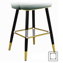 TRGCJGH Sgabello da Bar in Velluto Gambe in Legno Massello Poggiapiedi Sedia Cucina Sedile Colazione （Gamba Effetto Ottone） Sgabelli da Bar,C-65CM