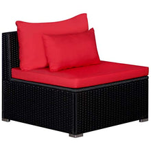 SKM Set Divani da Giardino 9 pz con Cuscini in Polyrattan Rosso