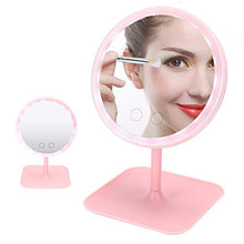 Specchio cosmetico a LED regolabile con ricarica USB, colore: rosa