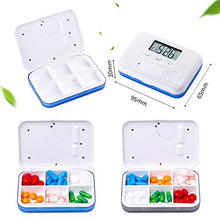SANON Portapillole Elettronico Portatile con 6 Scomparti Dispenser, Automatico Pillola con Orario e Allarme Promemoria per Viaggio Campeggio Vitamine Pillole Farmaci e Integratori